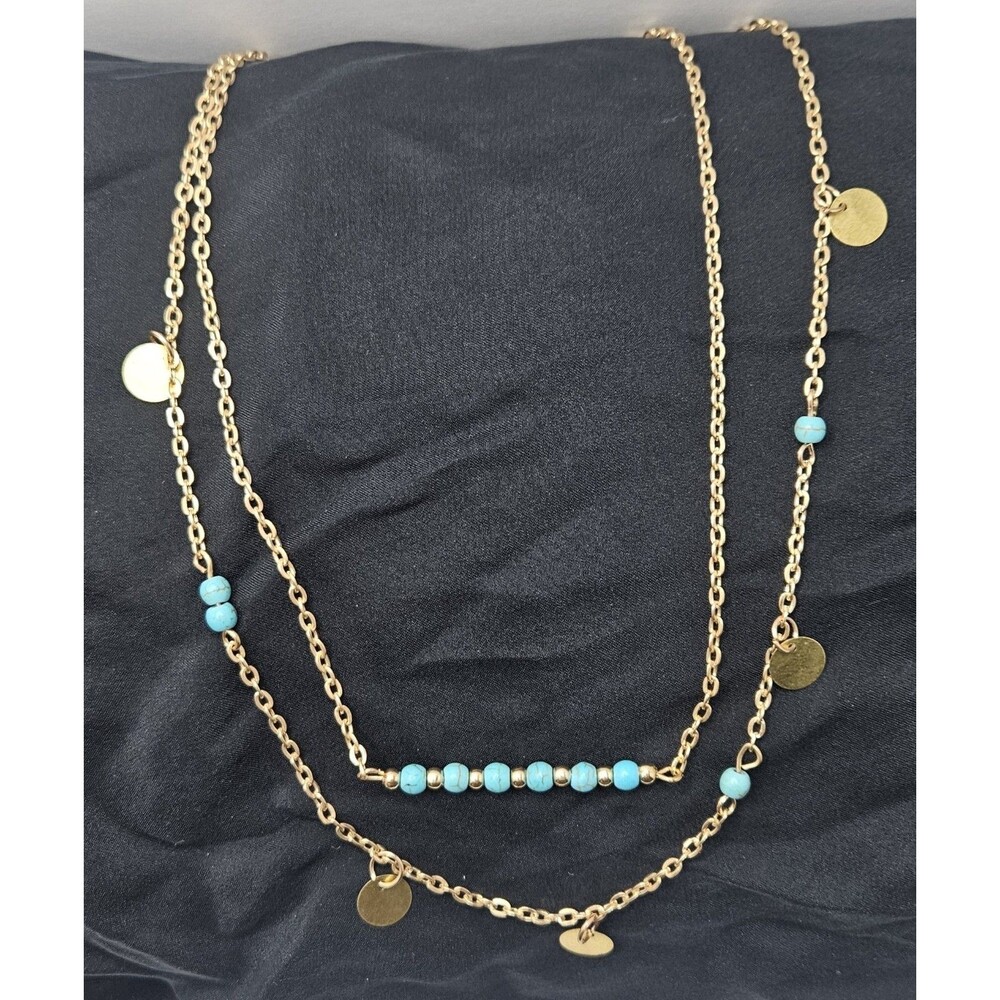 DESIGNER INSPIRED GOLD TONE LAYER  BEAD CHOKER NECKLACE 18 Inchs